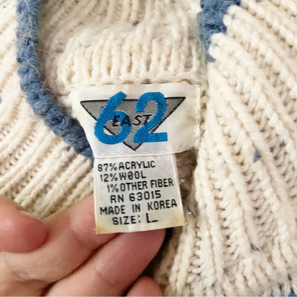 Vintage East 62• cream pastel flower knit pullover women’s size large - Picture 10 of 13